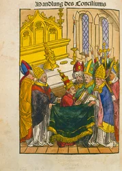 Martin V. wird als Papst beim Konzil von Konstanz eingesetzt, aus 